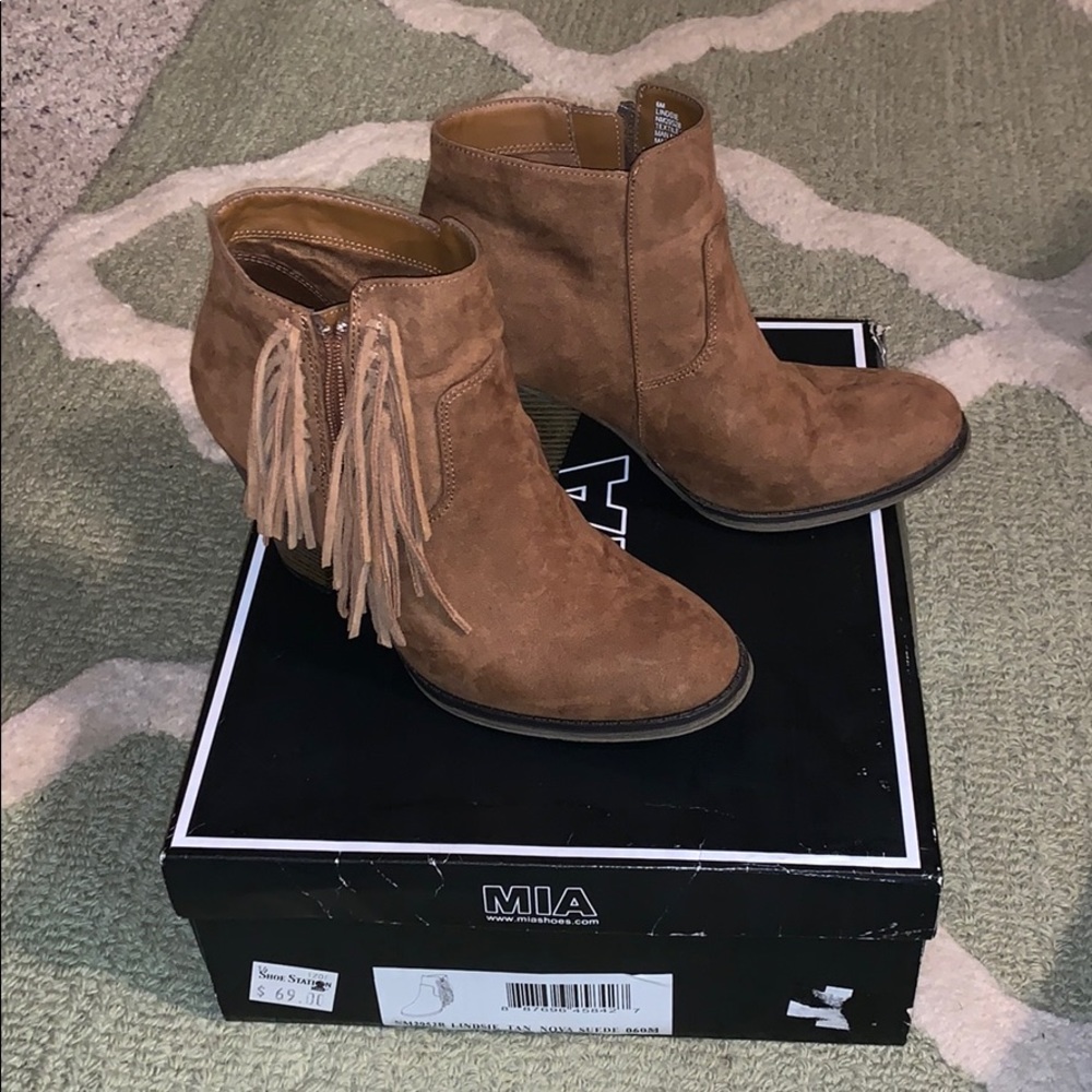 Brown Fringe Booties
